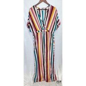 Love, Fire Striped Floor Length Maxi Dress - XL
